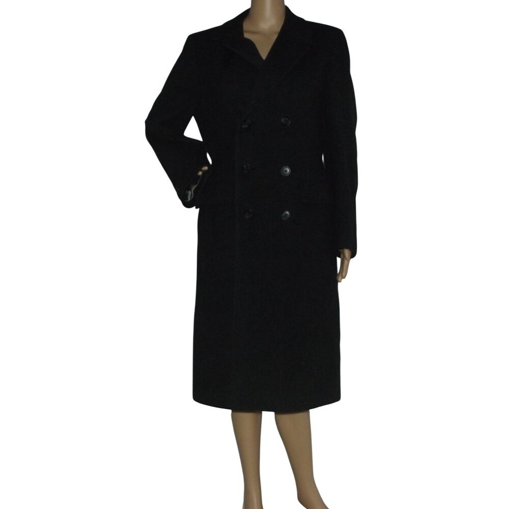 Pierre Cardin Coat Womens Large Gray 100% Pure Wool long midi Double Breasted